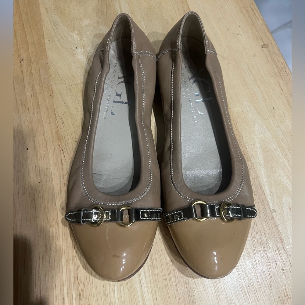 AGL flats ballerina with buckle tan size 39 - Picture 2 of 14
